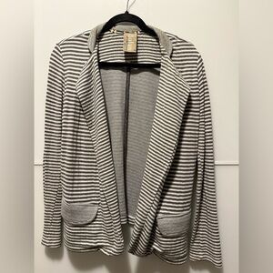 Anthropologie Dolan Gray and White Striped Cardigan Blazer